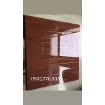 Gạch bóng kiếng khắc kim 80x80 vân gỗ nâu đỏ