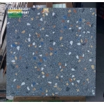 Gạch đá hạt Terrazzo 60x60 tone xám phối hạt nhiều màu