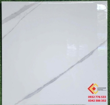 Gạch 120x120 lát nền đá siêu bóng màu trắng vân xám hot nhất 2025
