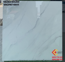 Gạch 60x60 đá bóng kiếng hàng VN màu trắng vân khói nhẹ cao cấp