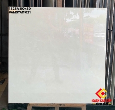 Gạch 80x80 Trắng Kem Vân Đá Nhạt Bóng Kiếng Trung Quốc