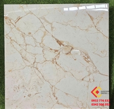 Gạch lát nền Ấn Độ 80x80 đá bóng kiếng màu trắng kem vân vàng nâu tại vũng tàu