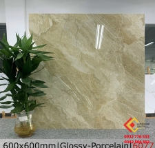 Gạch 60x60 màu vàng vân đá bóng 6077