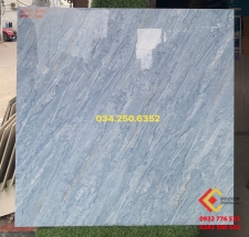 Gạch 80x80 ốp nền nhà biệt thự màu xanh vân sọc sợi vàng