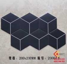 GẠCH LỤC GIÁC MÀU ĐEN SỌC TRẮNG 20X23
